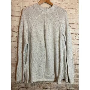 Kim Rogers Sweater Womens Large Light Gray Rainbow Speckled Pullover Cable Knit